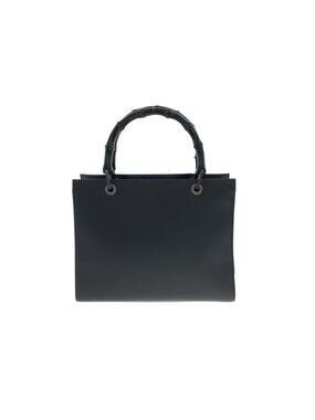 Gucci Bamboo Black Silver Leather 002 Tote